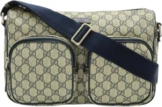 Gucci Pre-owned Cross Body Bags, male, Beige, Size: ONE SIZE Pre-owned GG Supreme PVC Coated Canvas Leather Shoulder Bag