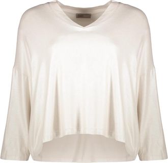 Herno Neutrale Cropped Blouse met Lange Mouwen - Dames - Longsleeves - Beige - M - Tops