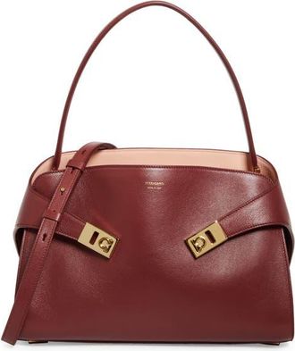 Ferragamo Small Hug Leather Shoulder Bag in College Red/plaster at Nordstrom