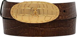 Patrizia Pepe Leren riem met krokodillenmotief - Dames - Accessoires - Bruin - Maat: XS Leer