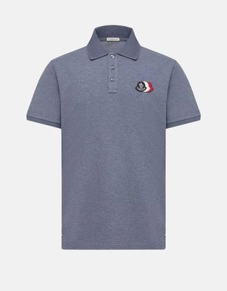 Moncler Mens TRIPLE LOGO POLO SHIRT - Blue - Size: 36