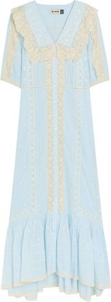 Rixo Rixo Edina Lace-trim Cotton Midi Dress - Light Blue - 16 (UK 16 / XL)