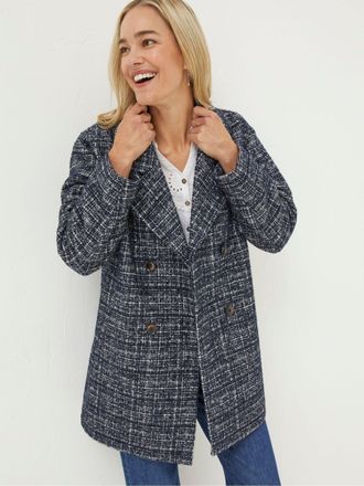Fat Face FatFace Blue Blair Wool Blend Coat