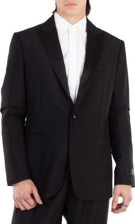 Versace Satin-Trim Single-Breasted Blazer, Brand Size 50 (US Size 40)