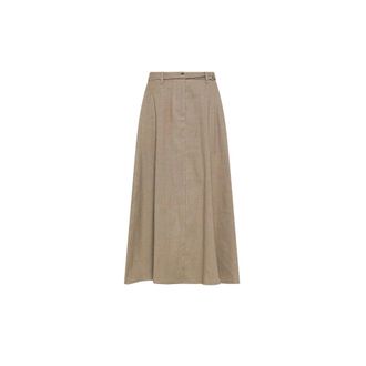 Seventy Midi Skirts, female, Brown, Size: 2XS Gonna in misto lino