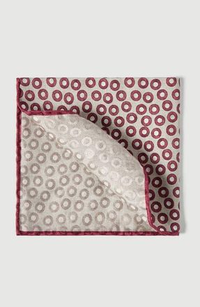 Brunello Cucinelli Spotted pattern silk pocket square in Grey at Nordstrom