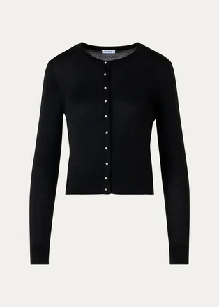 Akris Merino Wool Crewneck Cardigan