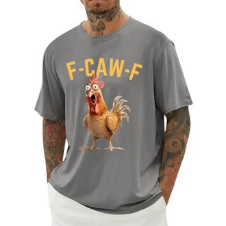 Generic Mens Shirts Short Sleeve, F-CAW-F Mens T Shirt Funny Chicken Scream Shirts Novelty Rooster Graphic Design Tees Short Sleeve Crew Neck Tops Blouse Ligh