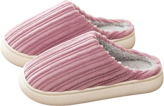 Generic Mens Womens Slippers Slip-On Plush Fleece Lining Couple House Slippers Memory Foam Warm Cozy Indoor Shoes Soft Sole Winter Casual Footwear size 6