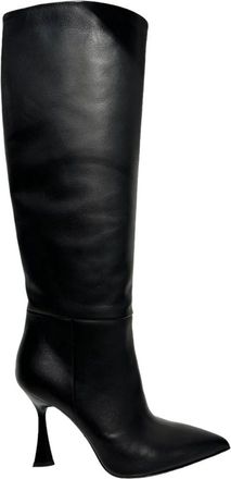 Sergio Levantesi Heeled Boots, female, Black, 6 UK, Black leather high shaft boots