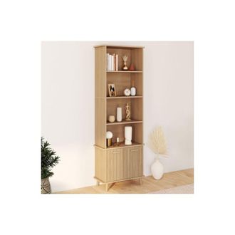 IDMarket JULIETTE Estantería de 4 niveles con armario efecto listones