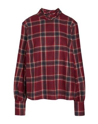 8 by YOOX CHECK NECK-TIE BLOUSE