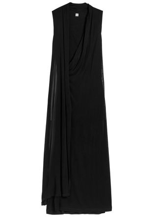 Toteme Scarf-effect Mesh Maxi Dress - Black - S (UK8-10 / S)