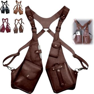 Generic Anti Theft Harness, Medieval Underarm Shoulder Bag, Anti Theft Harness Leather, Adjustable PU Leather Strap Wallet Bag Outdoor Phone Bag, For Men Hidd