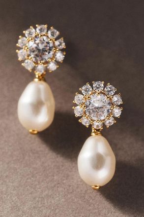 Nadri Sunflower Pearl Drop Earrings
