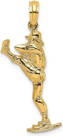 Diamond2Deal 14k Yellow Gold 2-D Baseball Pitcher On Mound Charm Pendant