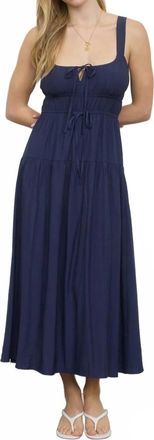 Blu Pepper Womens Front Tie Keyhole Detail Sleeveless Midi Dress In Blue