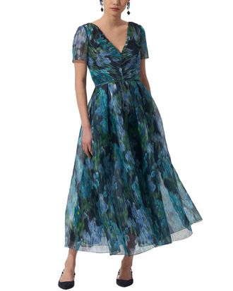 Carolina Herrera V-Neck Silk Dress