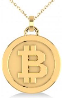 Allurez Medium Cryptocurrency Bitcoin Pendant Necklace 18k Yellow Gold