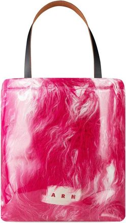 Marni Logo Patch Covered Shearling Tote Bag
