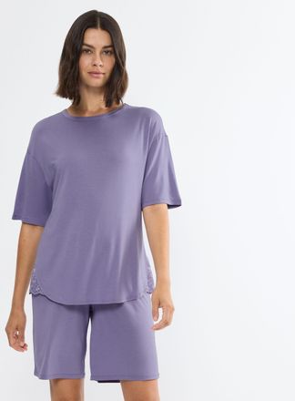 Triumph Schlafanzug TRIUMPH Timeless Sensuality PSK, Damen, Gr. 36, lila, Single Jersey, Obermaterial: 95% Modal, 5% Elasthan, bequem kurz, Rundhals, Homewear