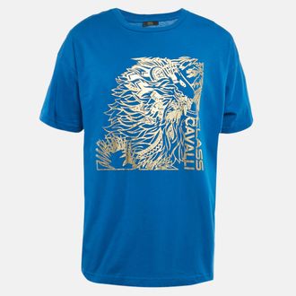 Roberto Cavalli Blue Lion Print Jersey T-Shirt