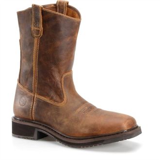 Double-H Boots Mens Leather Western Steel Toe Boot In Buff Tan