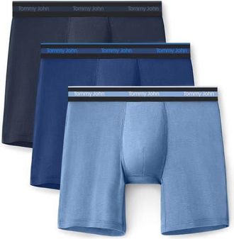 Tommy John 3-Pack Comfort Micro 6-Inch Boxer Briefs in Dress Blues/blue Quartz/dutch at Nordstrom, Size Small
