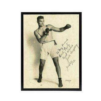 Artery8 Boxer Mauler Jack Dempsey Framed Canvas Wall Art Print in Beige | Size: W24 x H32
