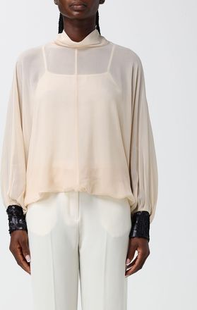 Hanita Draped Viscose Blouse with Sequins and Long Sleeves