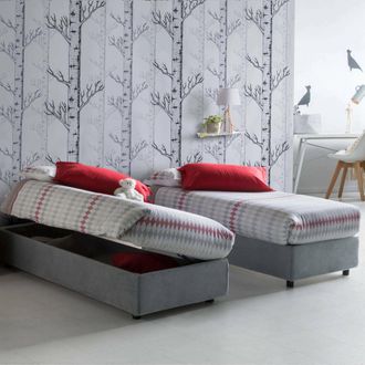 Dmora Dmora - Cama Individual Dcassan, Cama Contenedor Con Revestimiento De Tela, 100% Made In Italy, Apertura Lateral, Con Colch&oacute;n 80x190 Cm Incluido, Gris