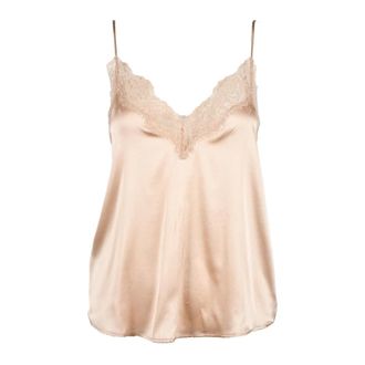 Pinko Pinko - Mouwloze tops - Dames - Tops - Beige - Maat: 2XS Zijde