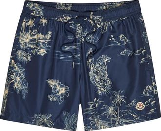 Moncler Floral-print Nylon Swim Shorts - Navy - XL