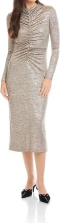 Fifteen Twenty Ruched Selena Midi Dress In Gold Dust