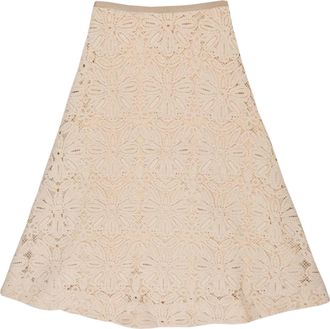 Incotex Beige Floral Lace Midi Skirt