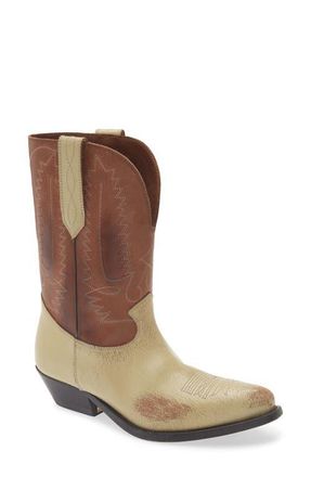 Golden Goose Wish Star Short Western Boot in Cream/Brown at Nordstrom, Size 10Us