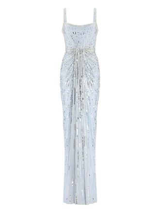 Jenny Packham Chrissy embellished dress - women - Nylon - 14 - Blue