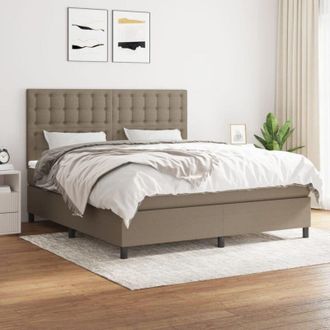 vidaXL Vidaxl - Cama Box Spring Con Colch&oacute;n Tela Gris Taupe 160x200 Cm