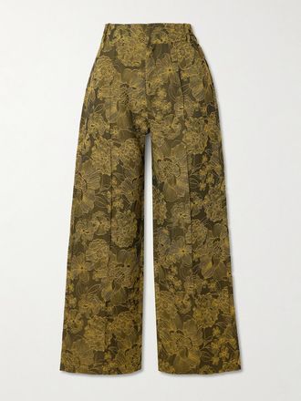 D'Estr&euml;e Paris Pantaloni A Gamba Dritta Ricamati Yoshitomo - Verde