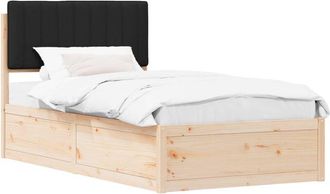 vidaXL Estructura De Cama Con Cabecera Tapizada Negro 100 X 200 Cm Vidaxl