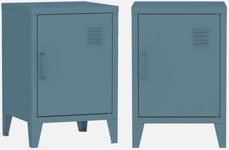 Sweeek Mesita industrial con 1 puerta, set de 2