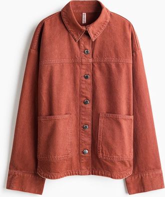 H&M Twill Shacket in Rust Brown at Nordstrom, Size Xx-Large