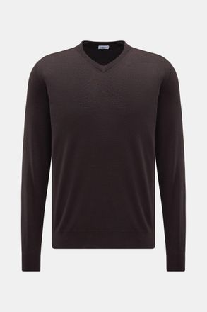 Braun Hamburg Men - Merino V-Neck Pullover dunkelbraun