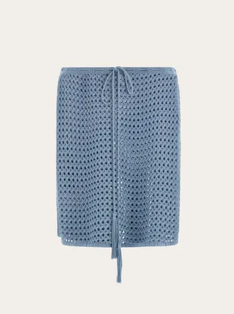 Ferragamo Women Short skirt with open weave knit Blue