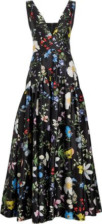 Alice & Olivia Lila Floral Print Tiered Stretch-cotton Gown - Multicoloured - 12 (UK16 / XL)