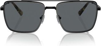 Michael Kors Blue Ridge 58mm Square Sunglasses in Shiny Black /Dark Grey Solid at Nordstrom