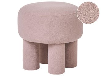 Beliani Pouf Moderno Completamente Imbottito Rivestimento In Boucl&eacute; Beige Canby