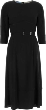 Prada Black Round Neck Midi Dress