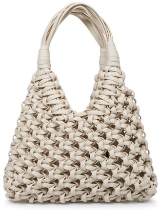 Hibourama Bags Woven Leather Shoulder Bag with Intricate Interlaced Design