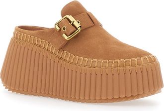 Chlo&eacute; Womens Mules Nama Brown Suede Leather